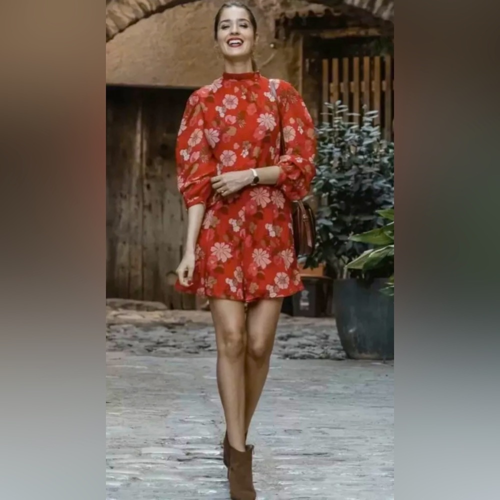 Zara Red Floral Dress Limited Edition M excellent condition